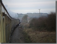 Steam train heading round the bend
