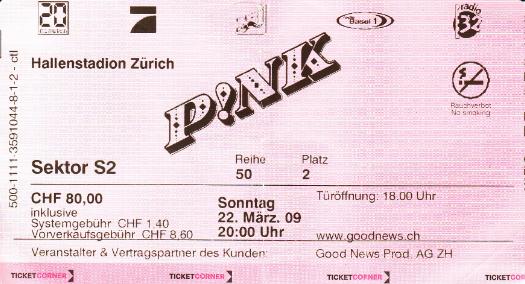 PiNK Concert Ticket